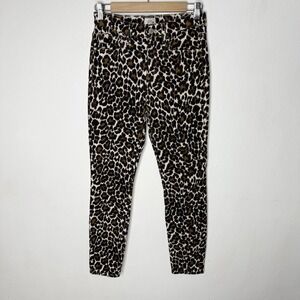J. Crew Highest Rise Toothpick Leopard Stretch Corduroy Pants Women's 25 Boho